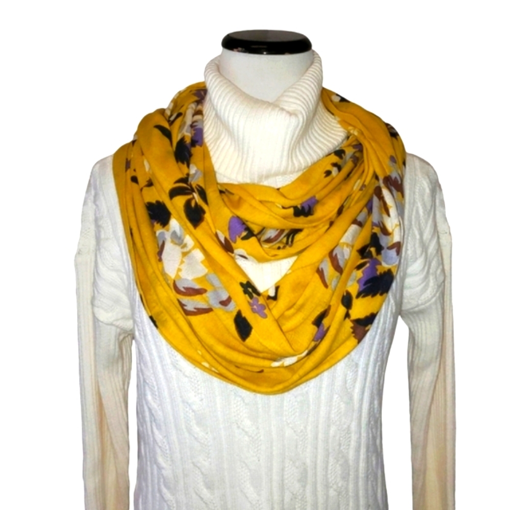 🔥Anthropologie Porridge Mustard/ Brown/Cream/ Lavender Floral Infinity Scarf